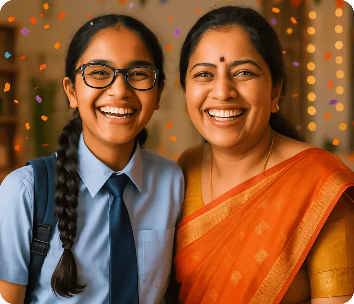 Student and parent smiling